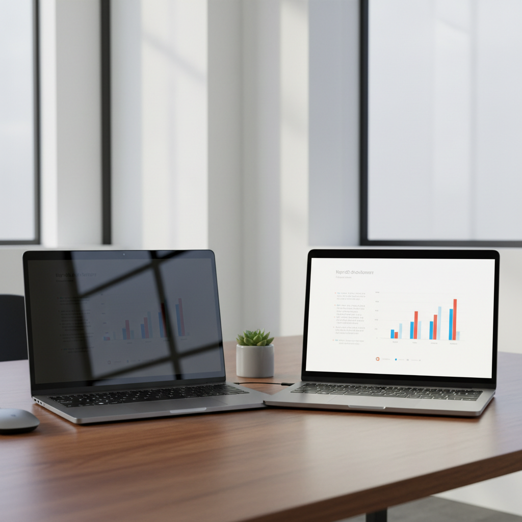 Comparison of touchscreen laptop display brightness in indoor lighting