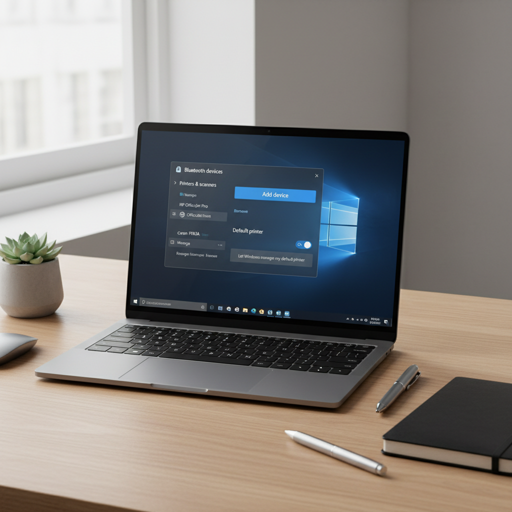 Windows 11 Printers & scanners settings showing add device and default printer options