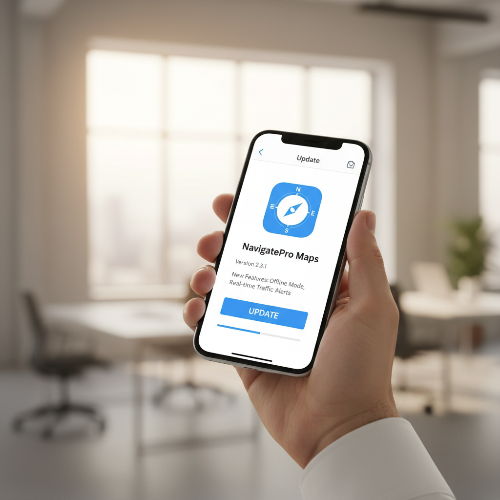 App update screen for Google Maps on a phone showing update available