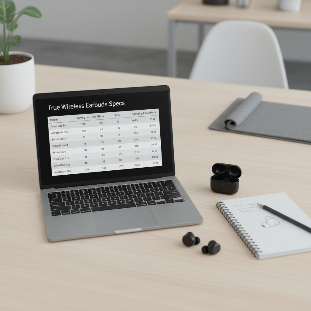 Comparison table planning for best budget earbuds with long battery