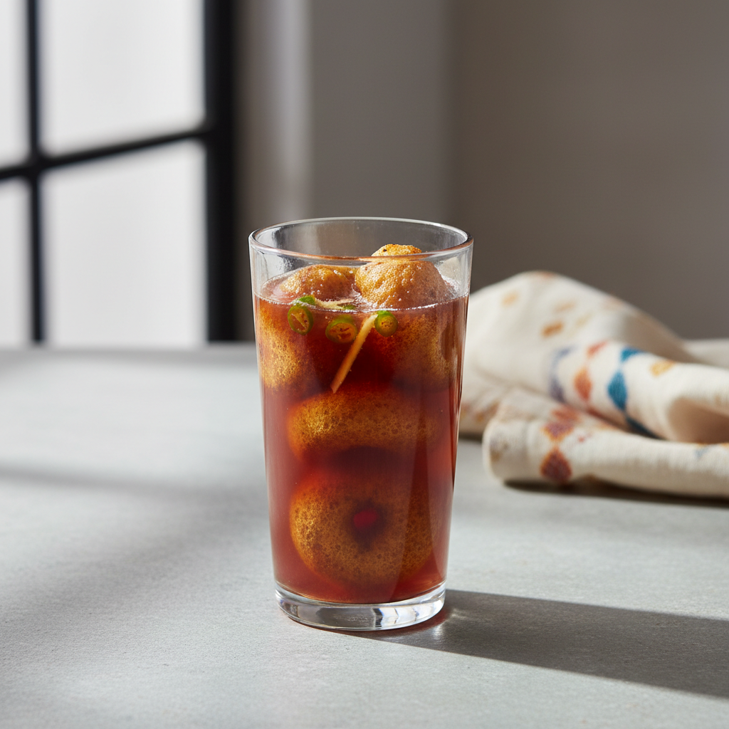 Rajasthani kanji vada served in a glass with tangy fermented drink and soaked lentil vadas