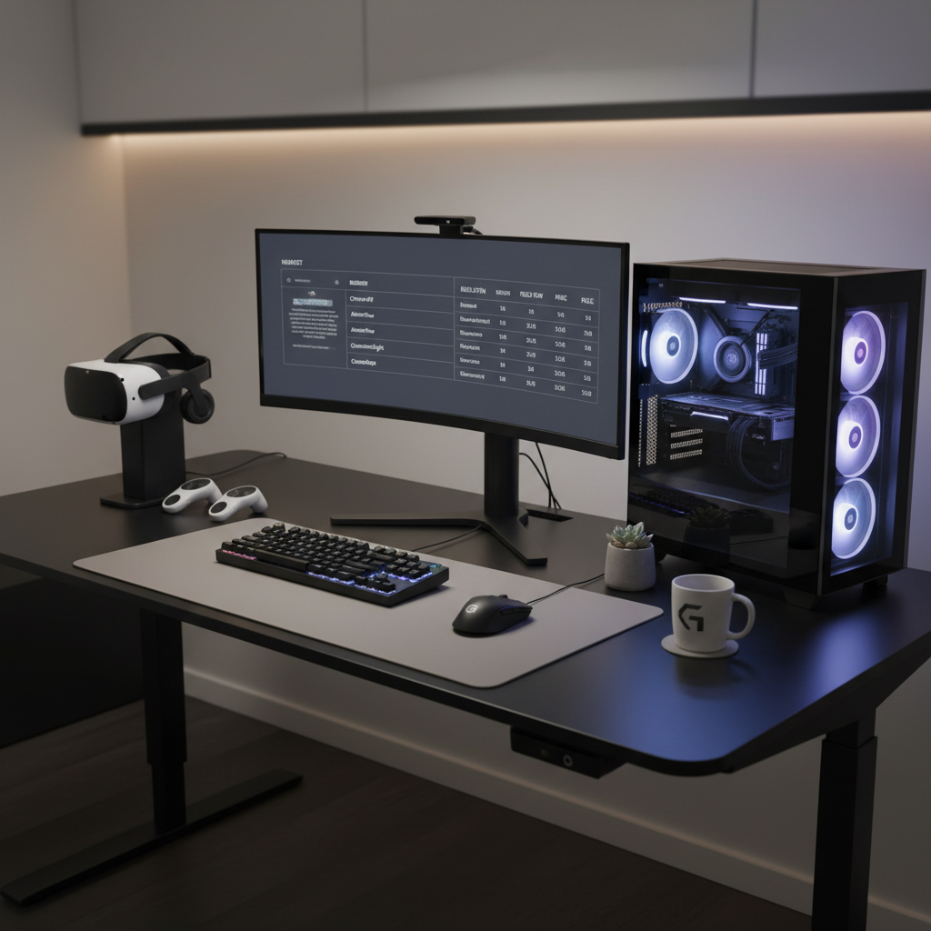 PC VR headset comparison setup on a gaming desk