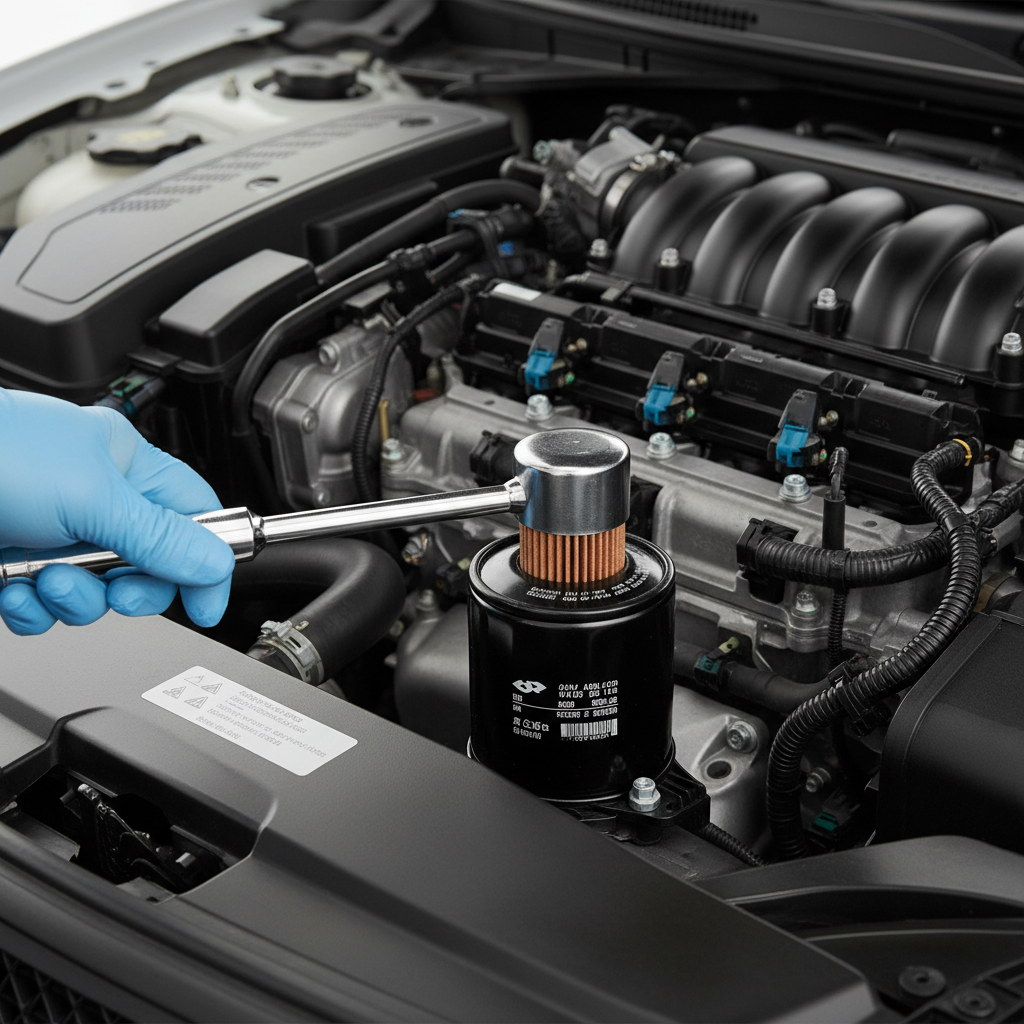 Proper alignment of a cap oil filter wrench with a ratchet extension