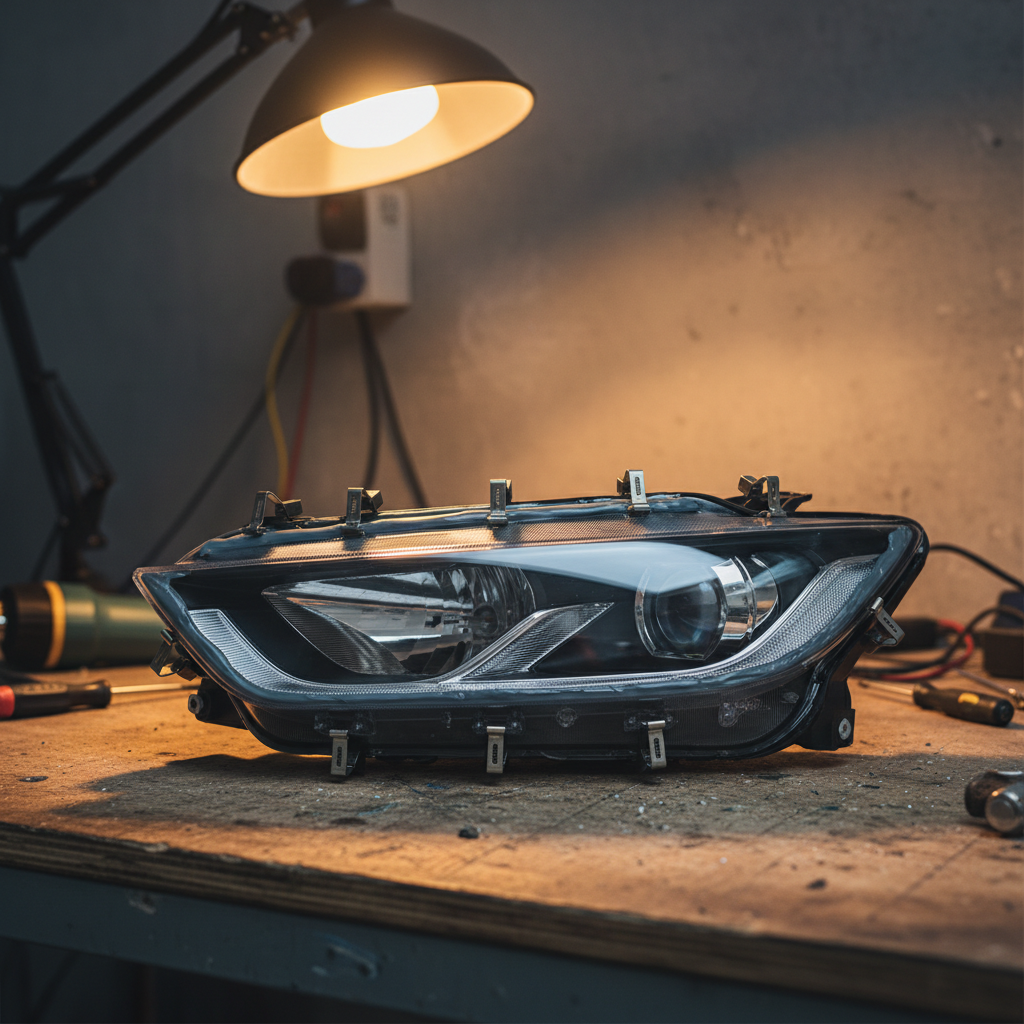 Headlight housing clamped evenly after applying butyl sealant for a leak-free reseal