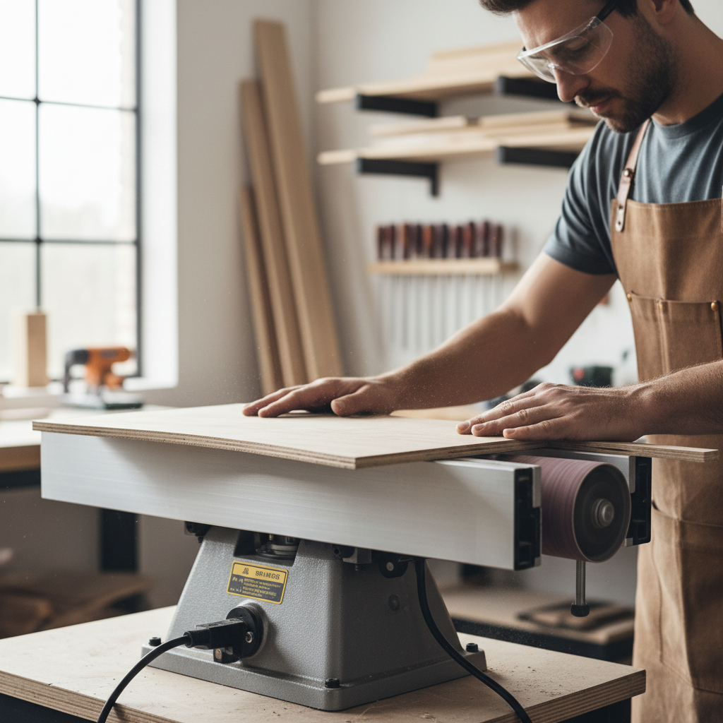 Sanding a jigsaw-cut curve with a spindle sander for a smooth edge