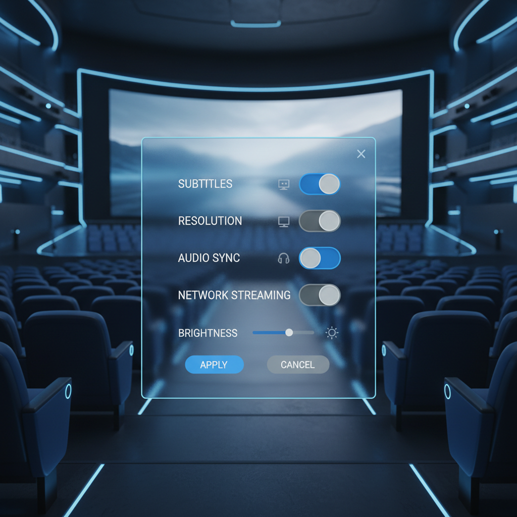 Comparison view of VR media player settings for resolution, subtitles, and network streaming