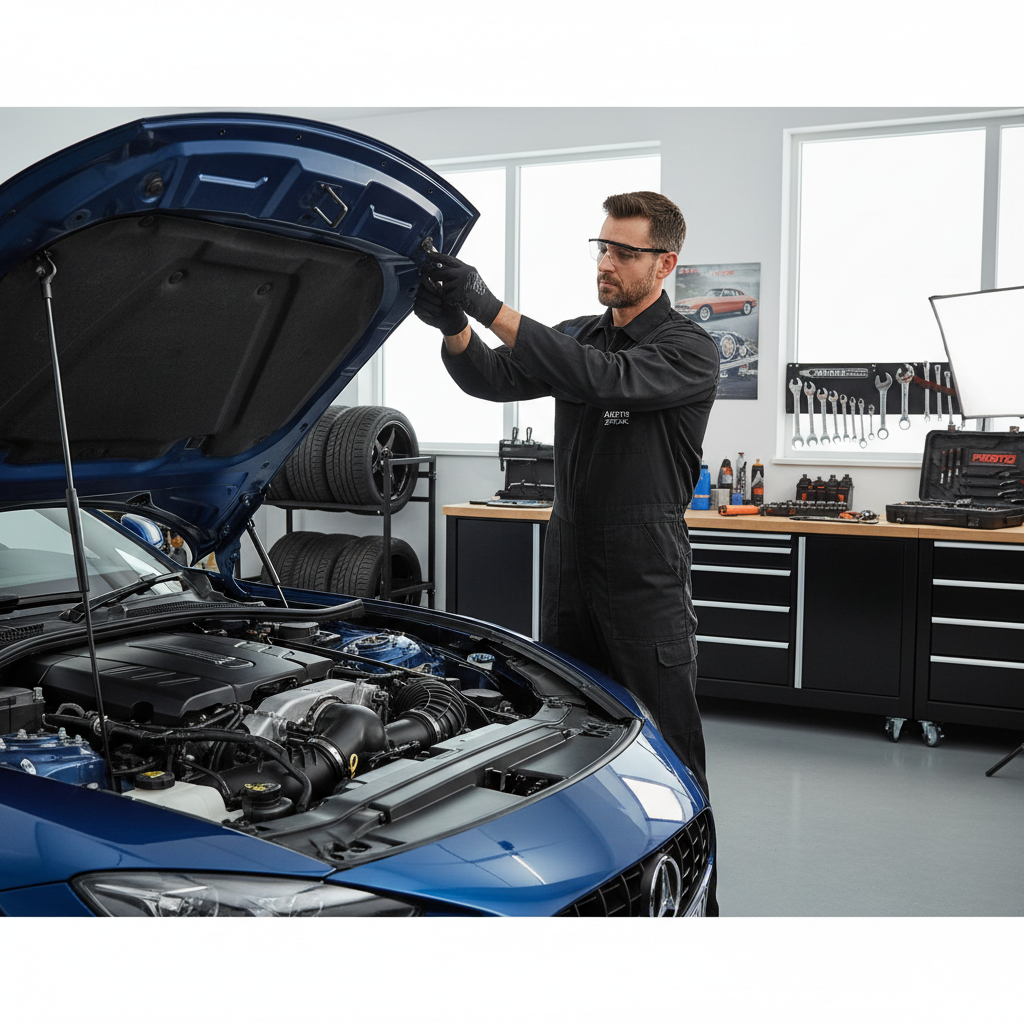 DIY installation of a hood prop rod with hood safely supported