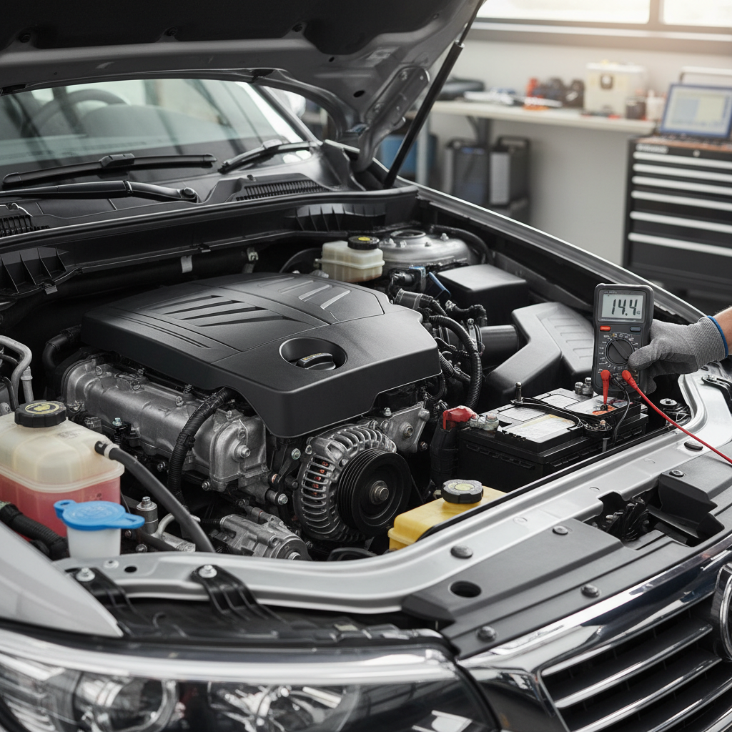 Measuring car alternator charging voltage at the battery with engine running