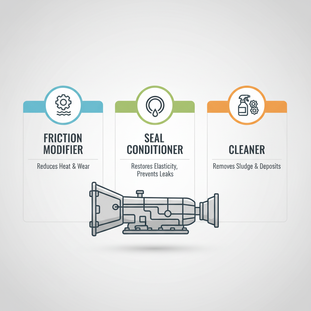 Transmission fluid comparison chart concept with additive types and use cases