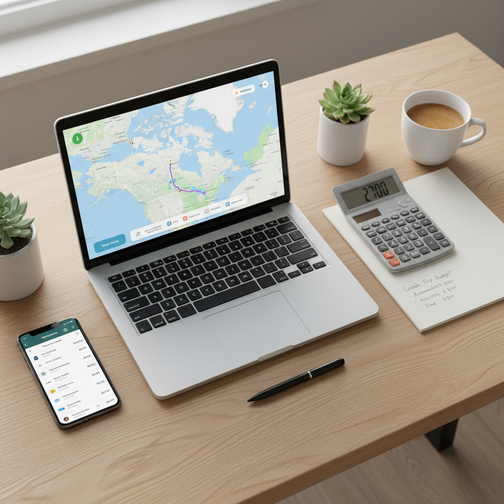 Budget planning map for traveling across Canada