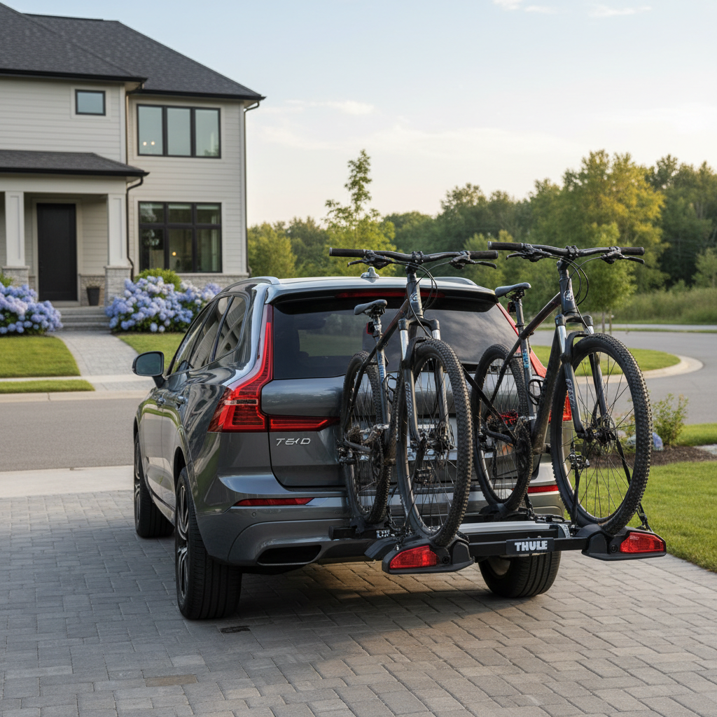 Bike rack mounted on a car with two bicycles secured safely