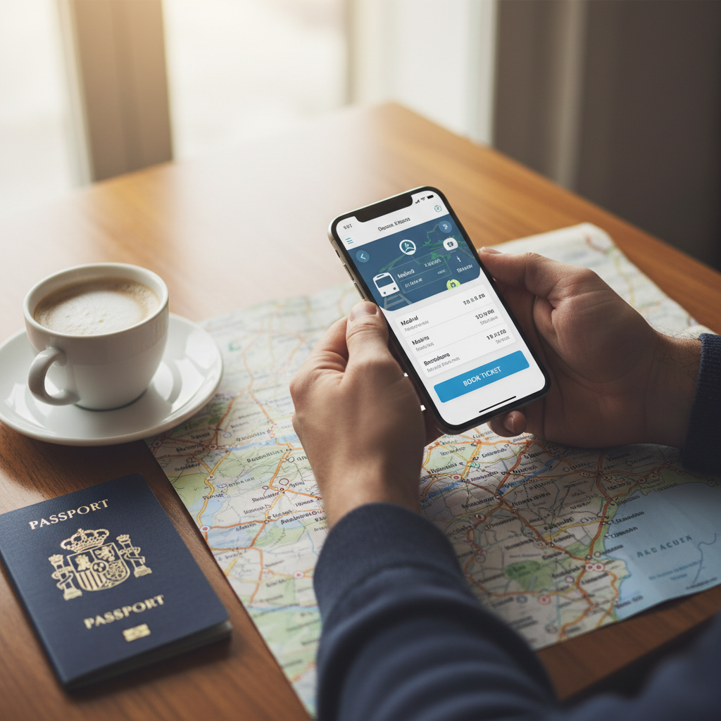 Booking Spanish train tickets and planning routes on a smartphone