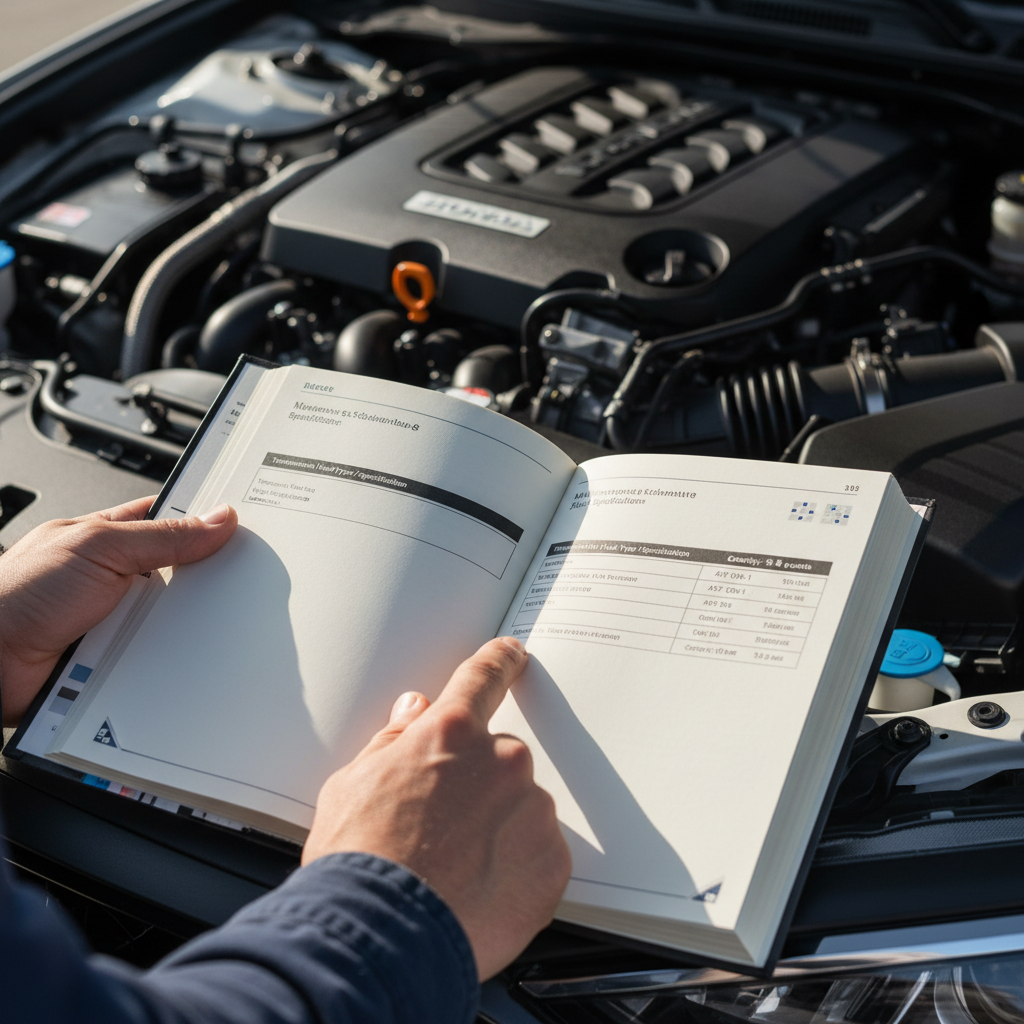 Owner’s manual page showing transmission fluid type and service notes