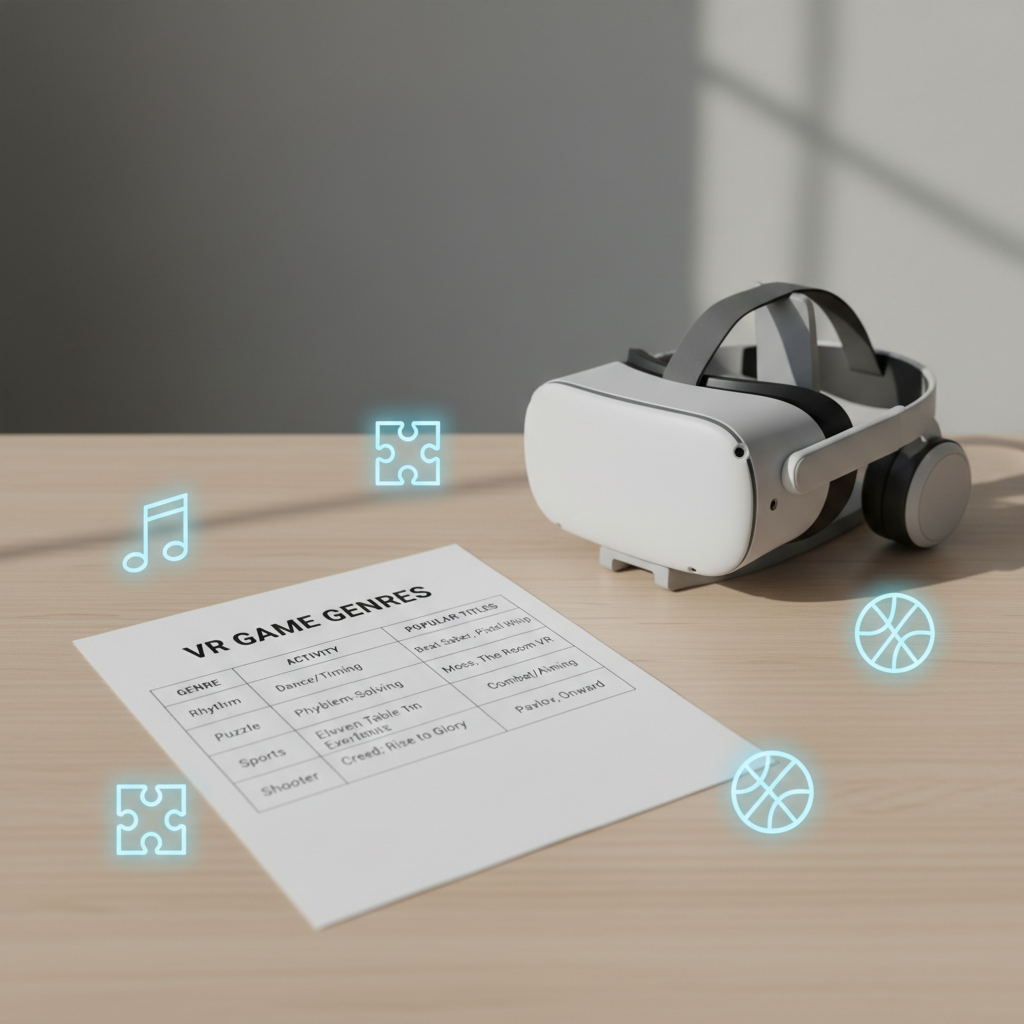 Table comparing best VR games under $20 by genre and comfort