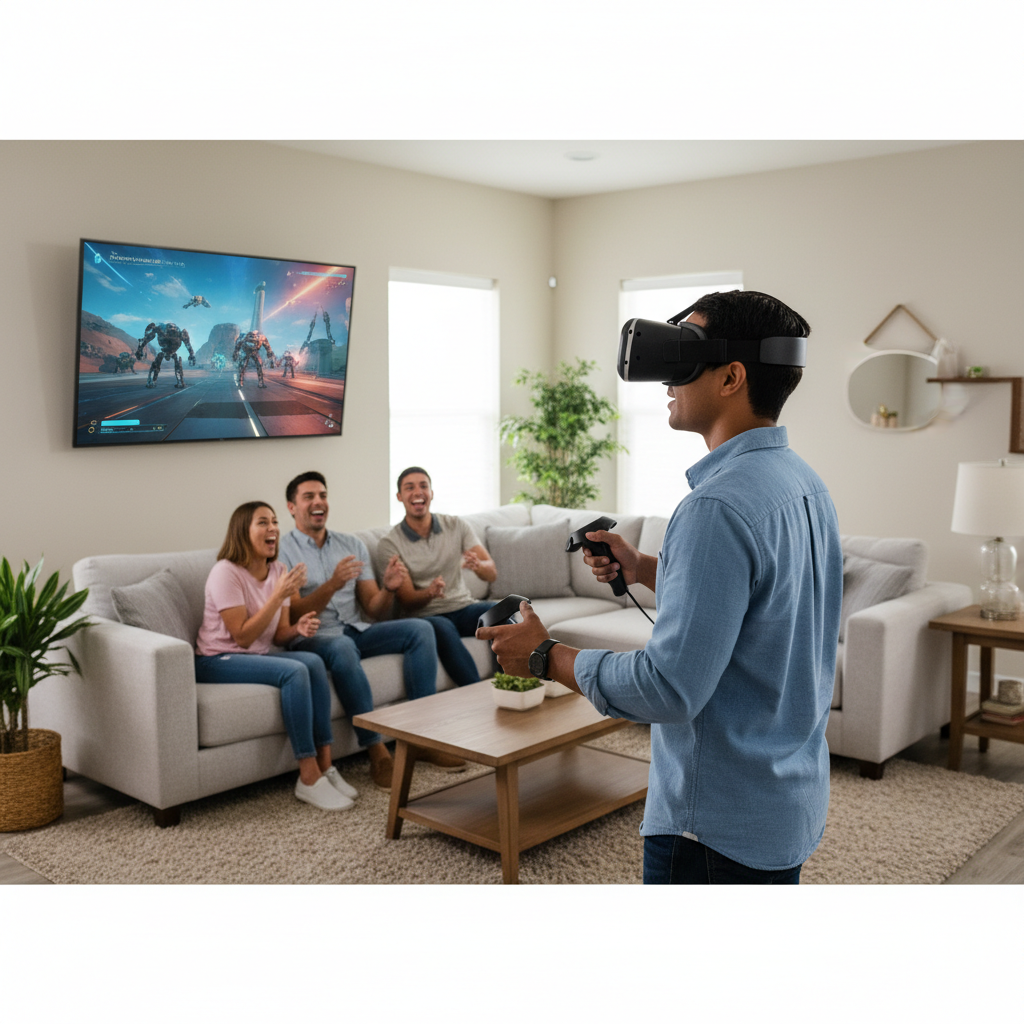 Casting a VR party game to a TV so everyone can watch