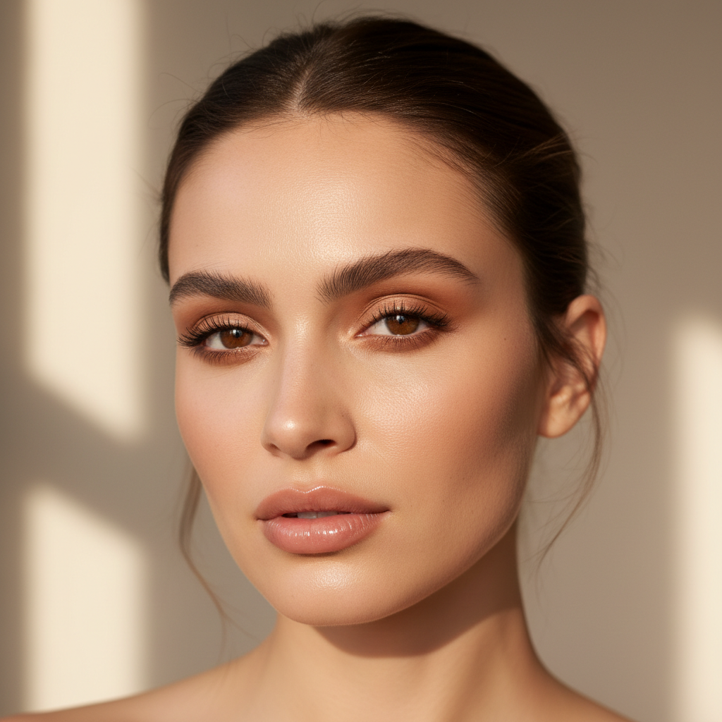 Full coverage foundation applied on dry skin with natural satin finish