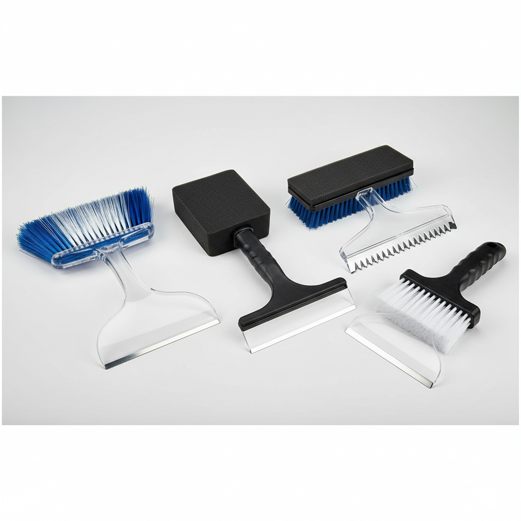 Comparison of snow brush head types bristles vs foam and ice scraper edges