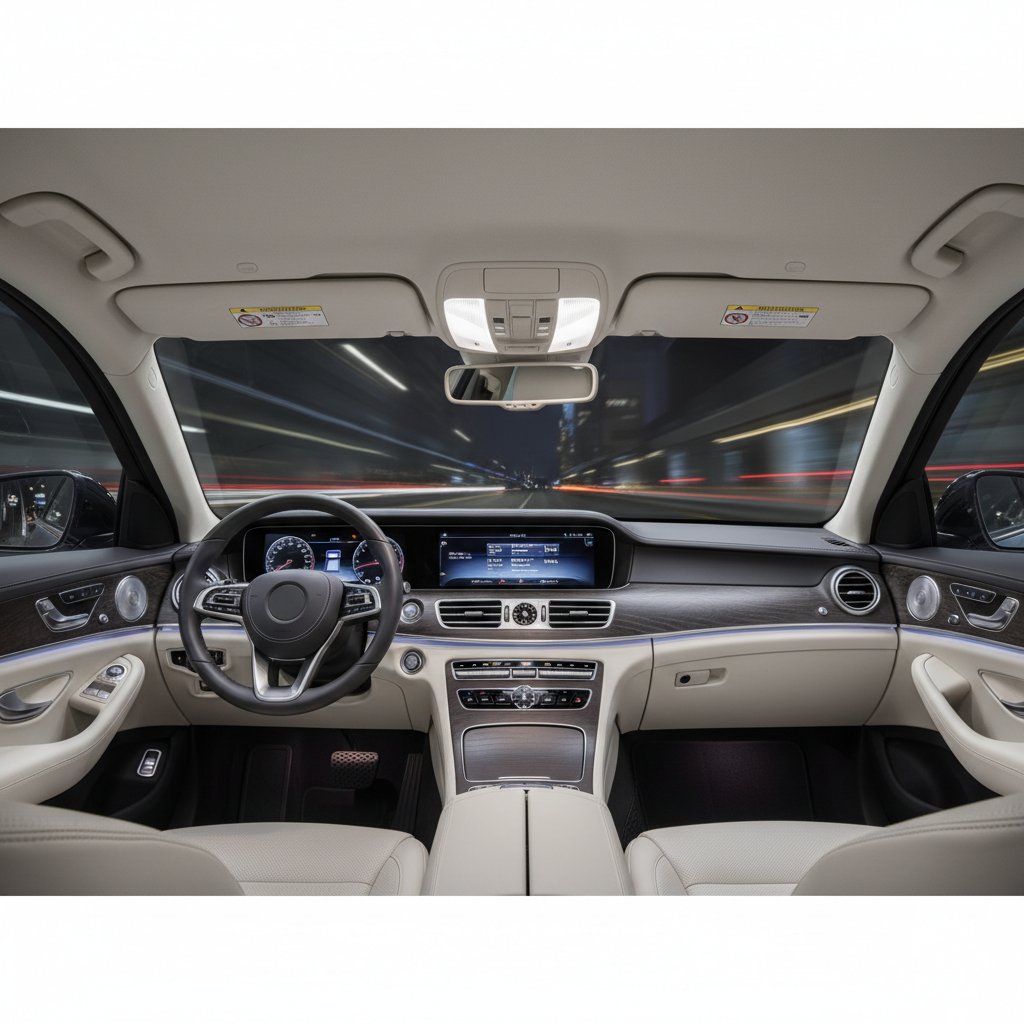 Car cabin interior with LED dome light upgrade and even illumination