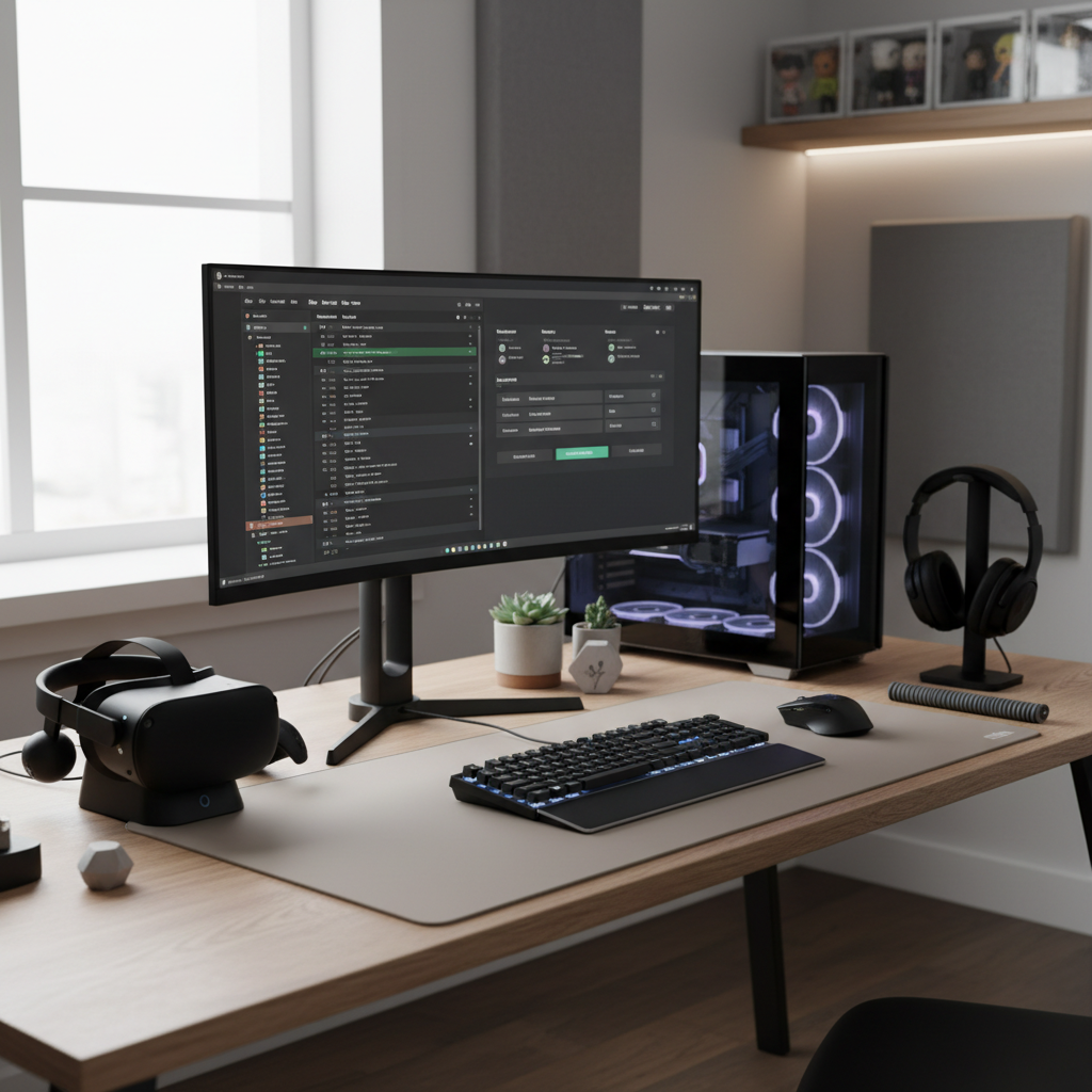 GTA V VR mod setup on a gaming PC with a VR headset