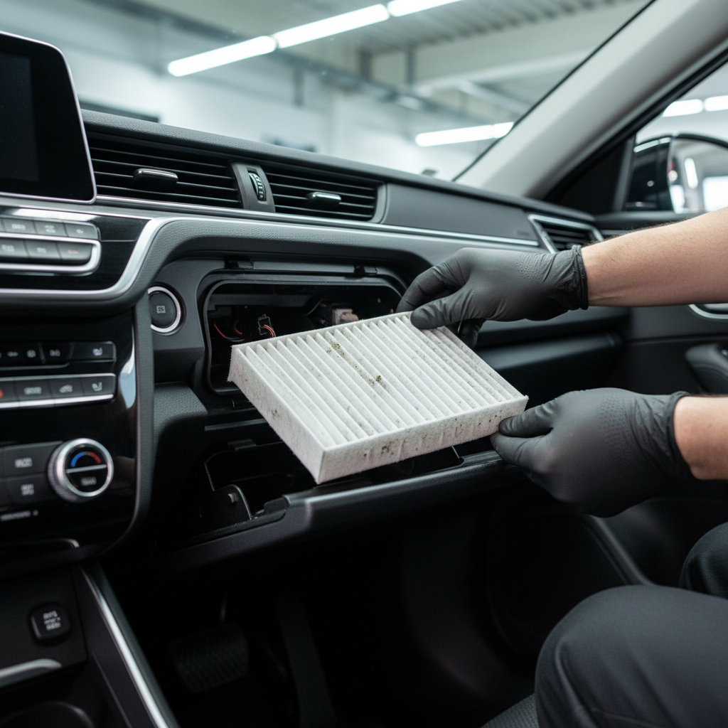 Replacing a cabin air filter to improve heater airflow and fan performance