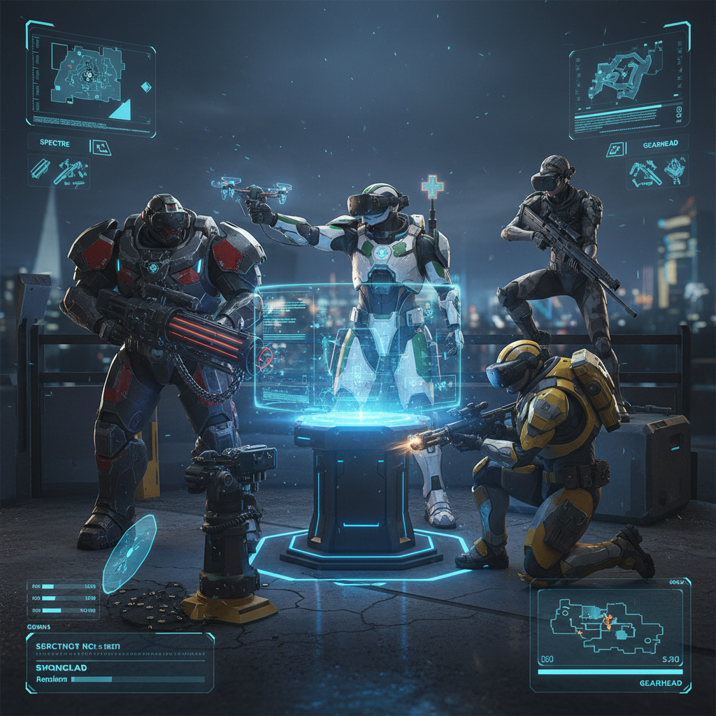 Team-based VR shooter squad coordinating on a control point