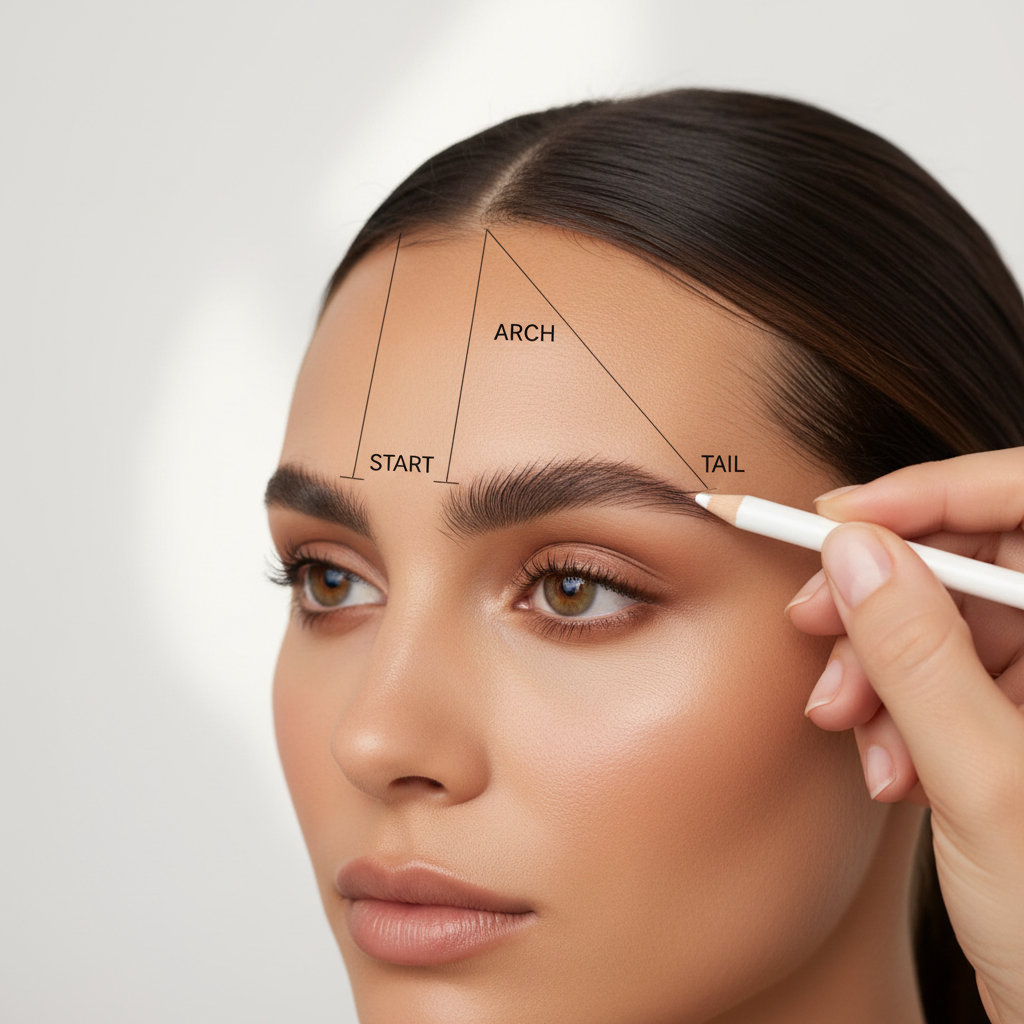 Three-point eyebrow mapping diagram for beginners
