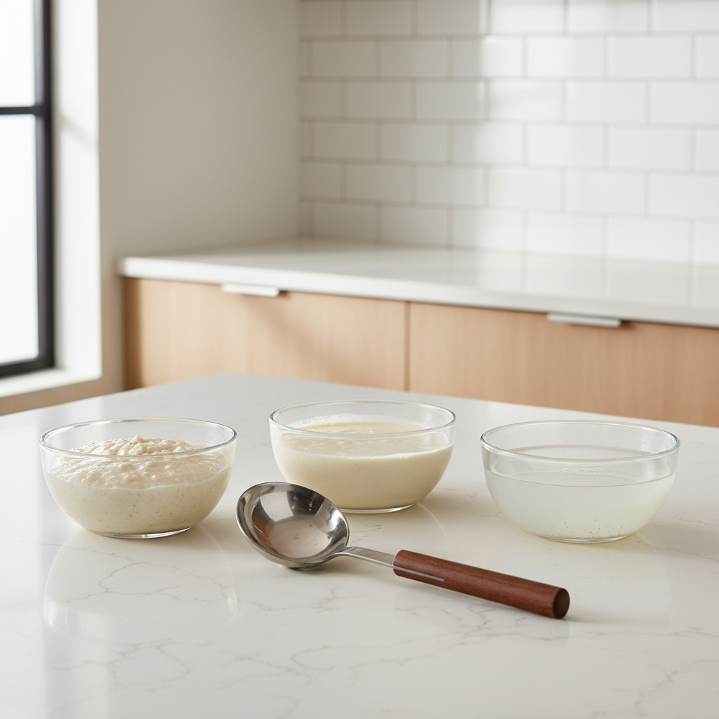 Dosa batter consistency comparison from thick to pourable