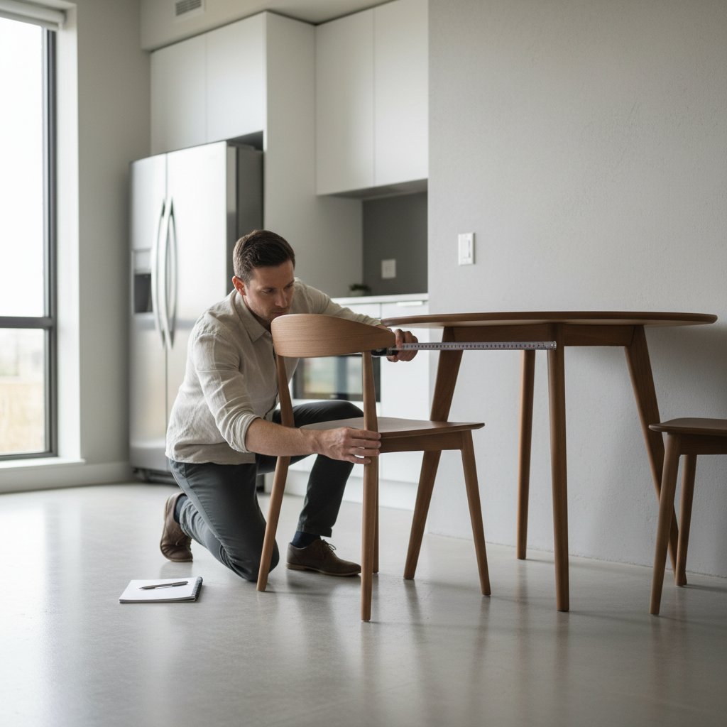 Measuring a small dining space for chair width and clearance