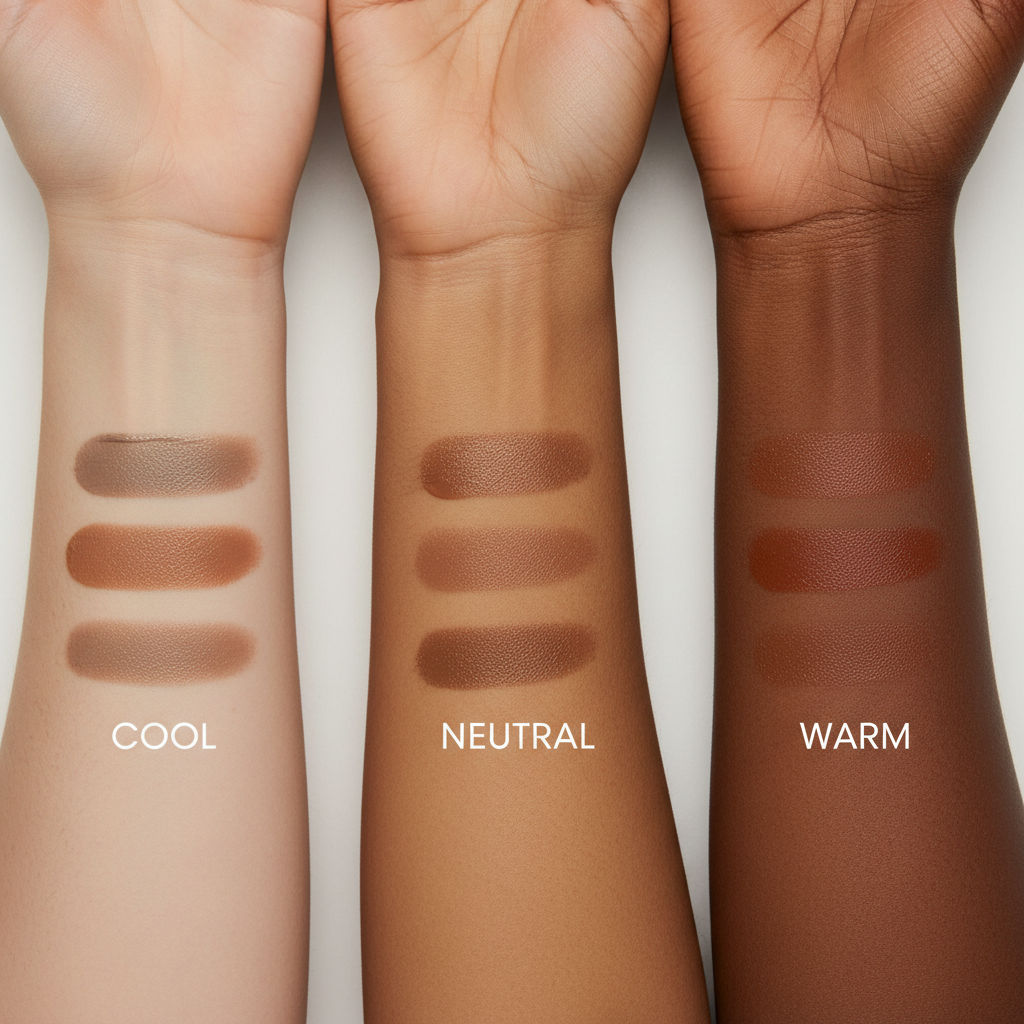Contour undertone comparison swatches on different skin tones