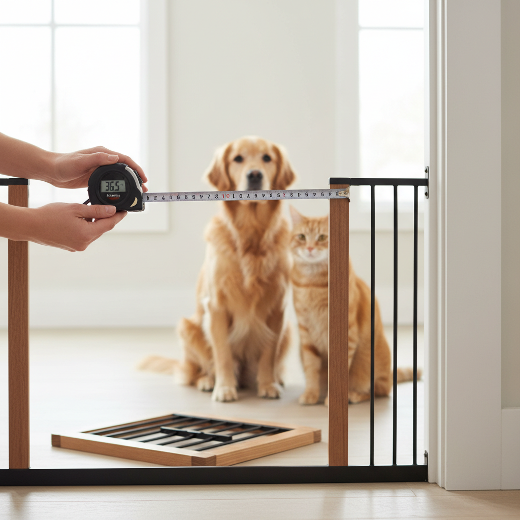 Measuring a doorway width for installing a pet gate safely