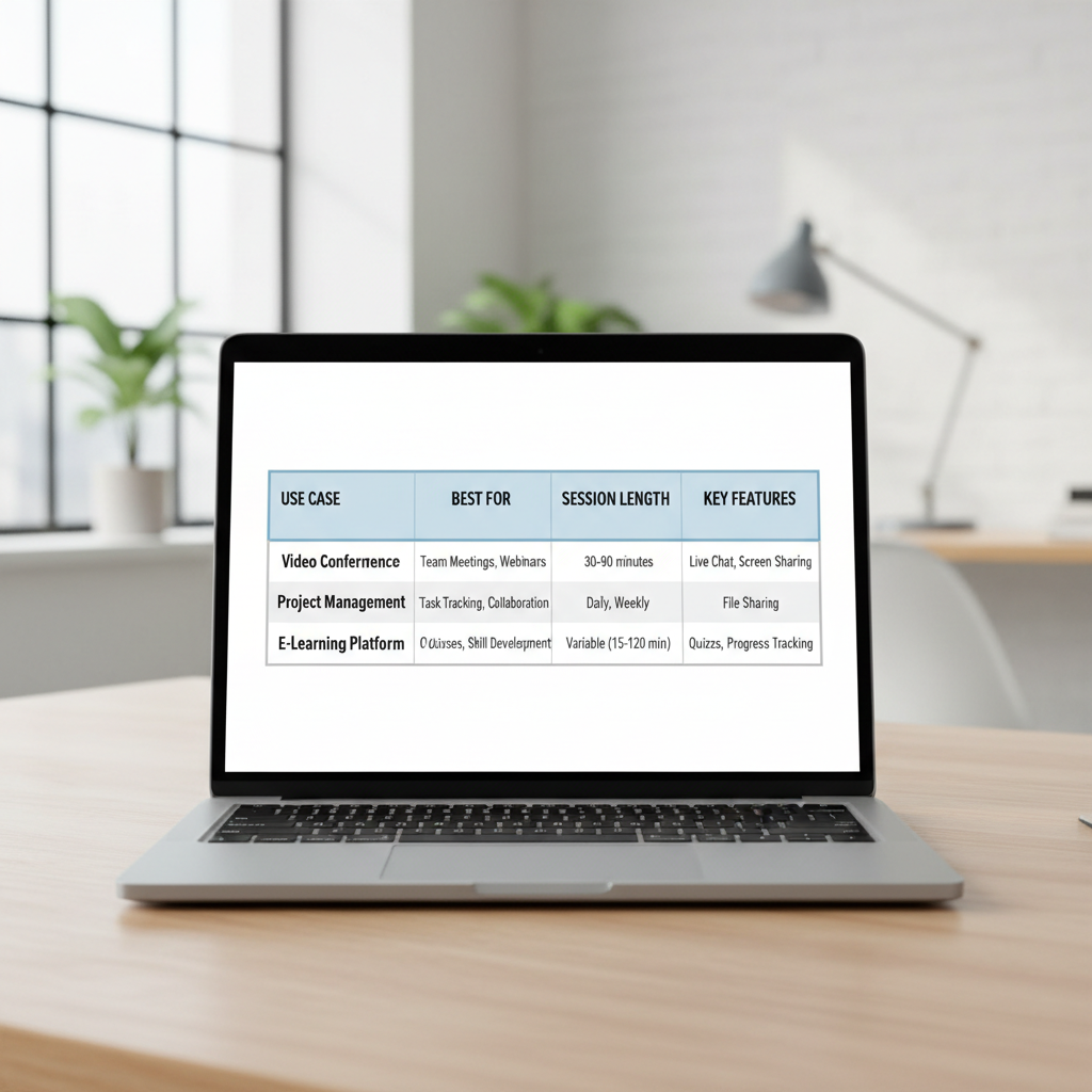 Comparison table concept for VR education app categories and selection criteria