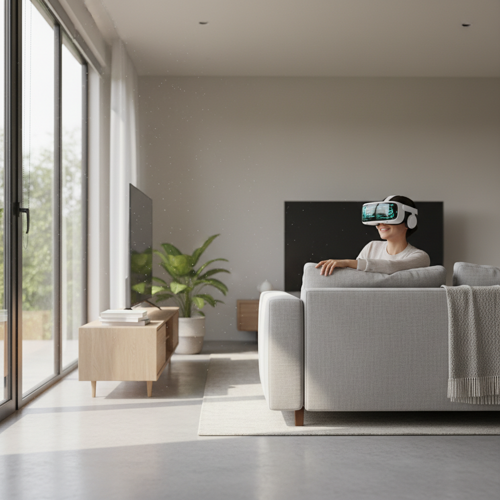 Person using a VR headset for cognitive training at home