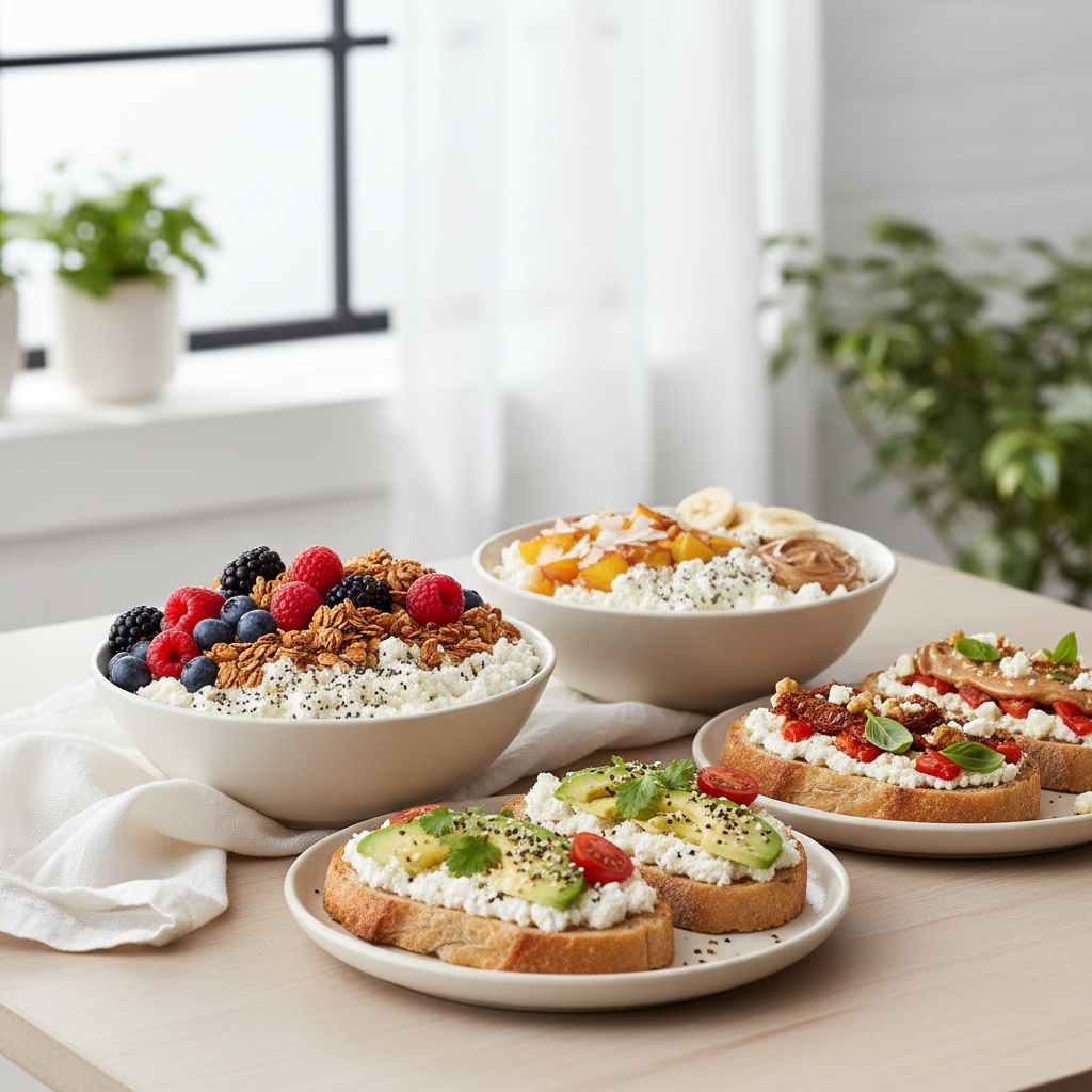 Healthy cottage cheese breakfast bowls and savory toasts