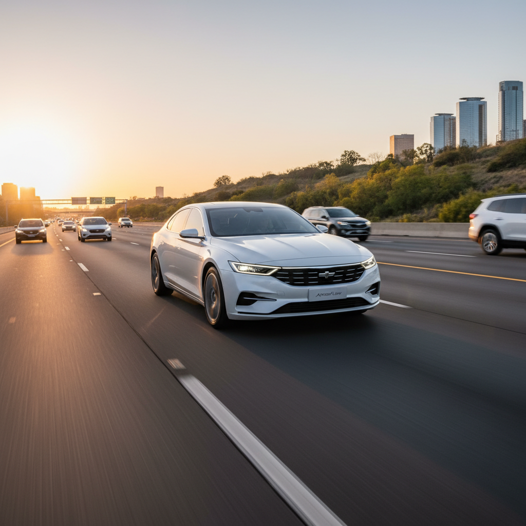 Smooth driving on a highway with steady speed to improve gas mileage