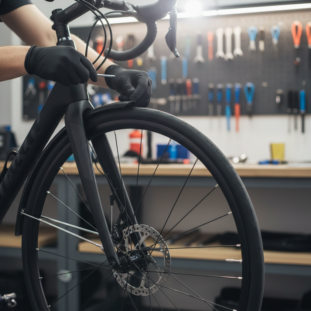 Aligning a front bike fender to avoid tire rub and brake interference