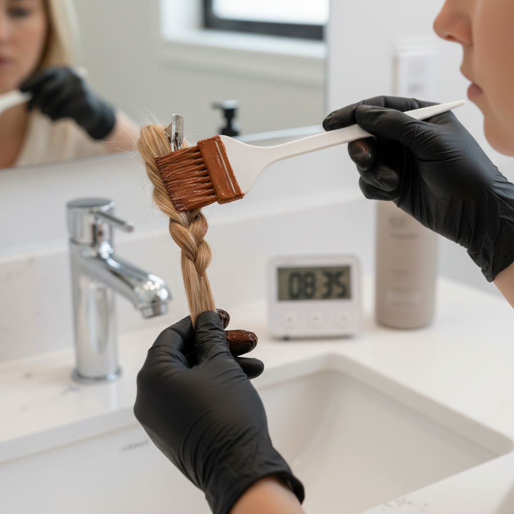 Performing a strand test for at-home hair dye to prevent uneven color and damage