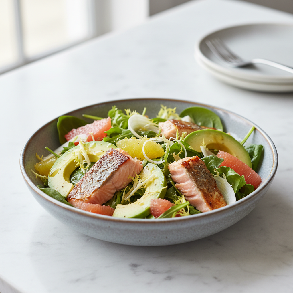 Salmon avocado citrus salad for a healthy lunch