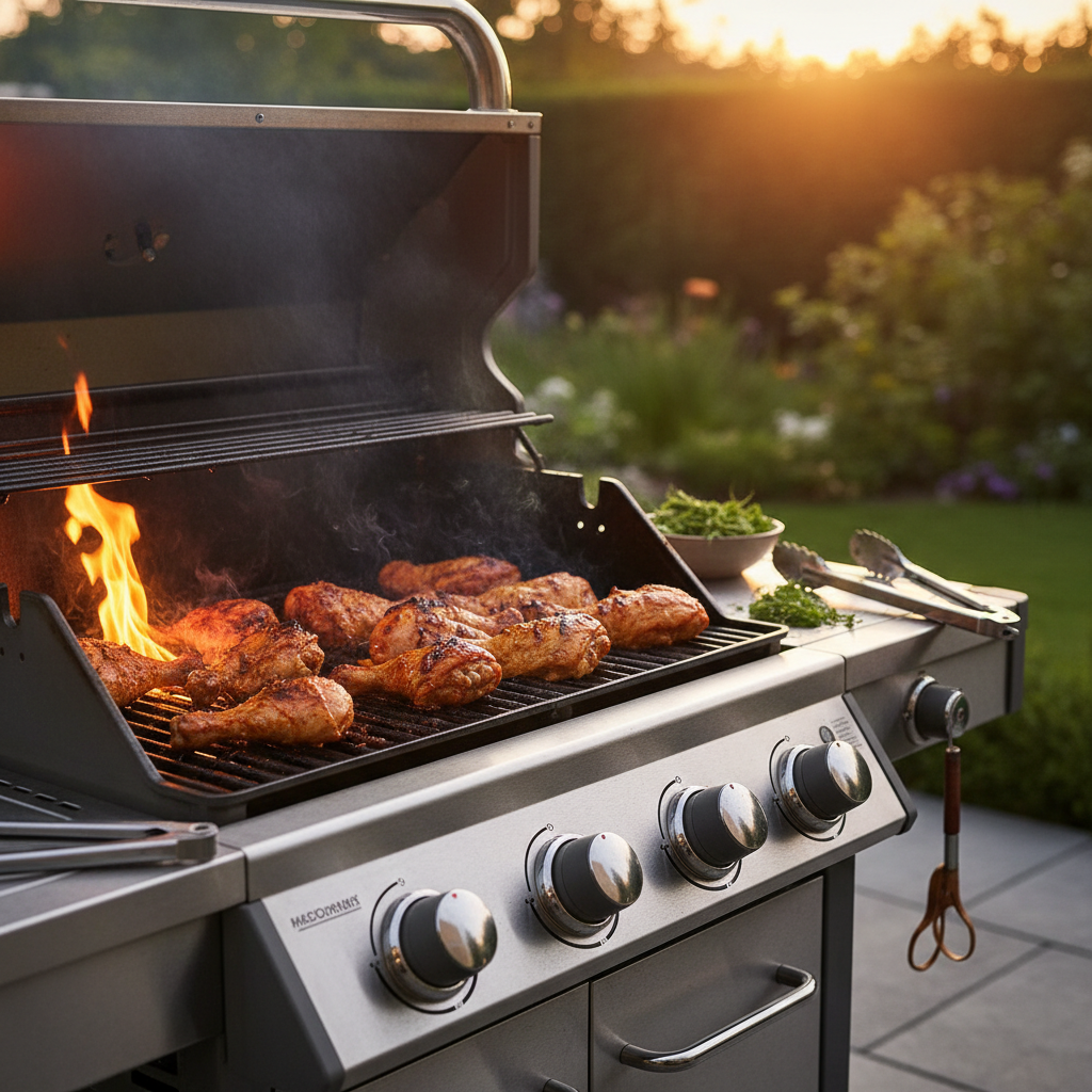 Two-zone grill setup with direct and indirect heat for marinated chicken