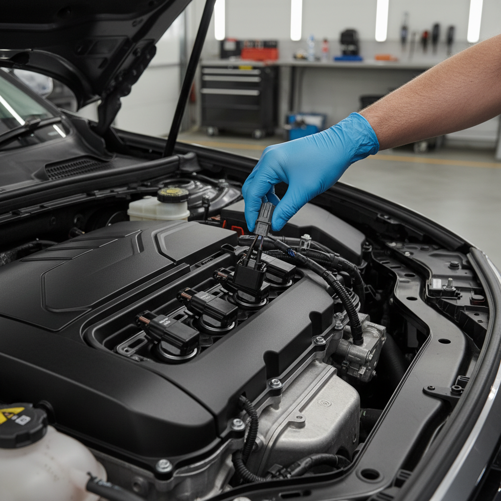 Mechanic removing an ignition coil to access spark plug wells