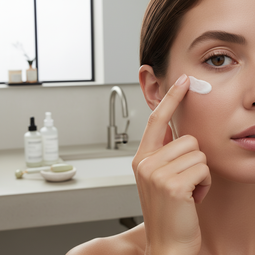 Under-eye skincare prep before concealer application