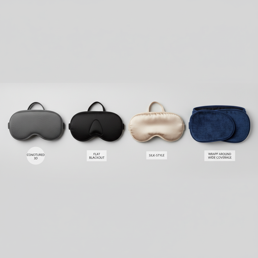 Side-by-side comparison of flat and contoured travel eye masks for light sleepers