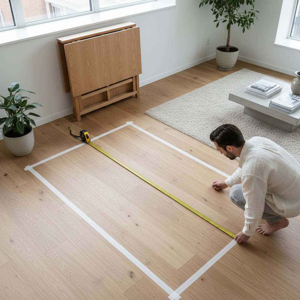 Measuring a small apartment layout for folding furniture clearance