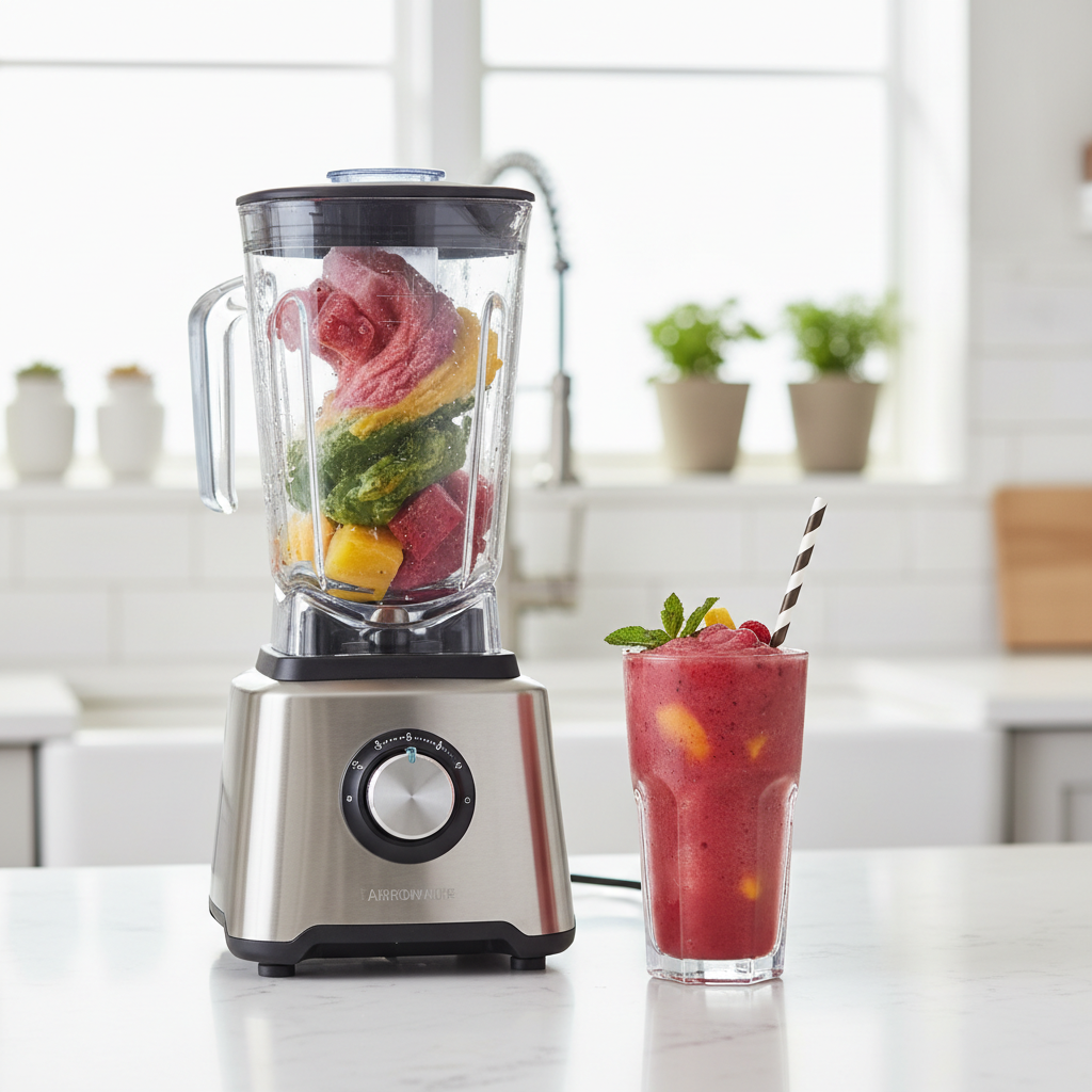 Blender slushie made from frozen juice cubes