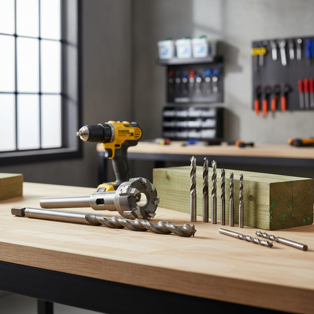 Auger bits and cordless drill for drilling wood post holes