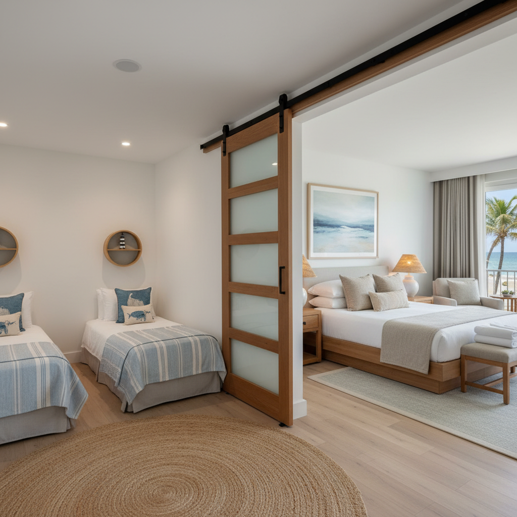 Family suite layout at a beach resort with separate sleeping area