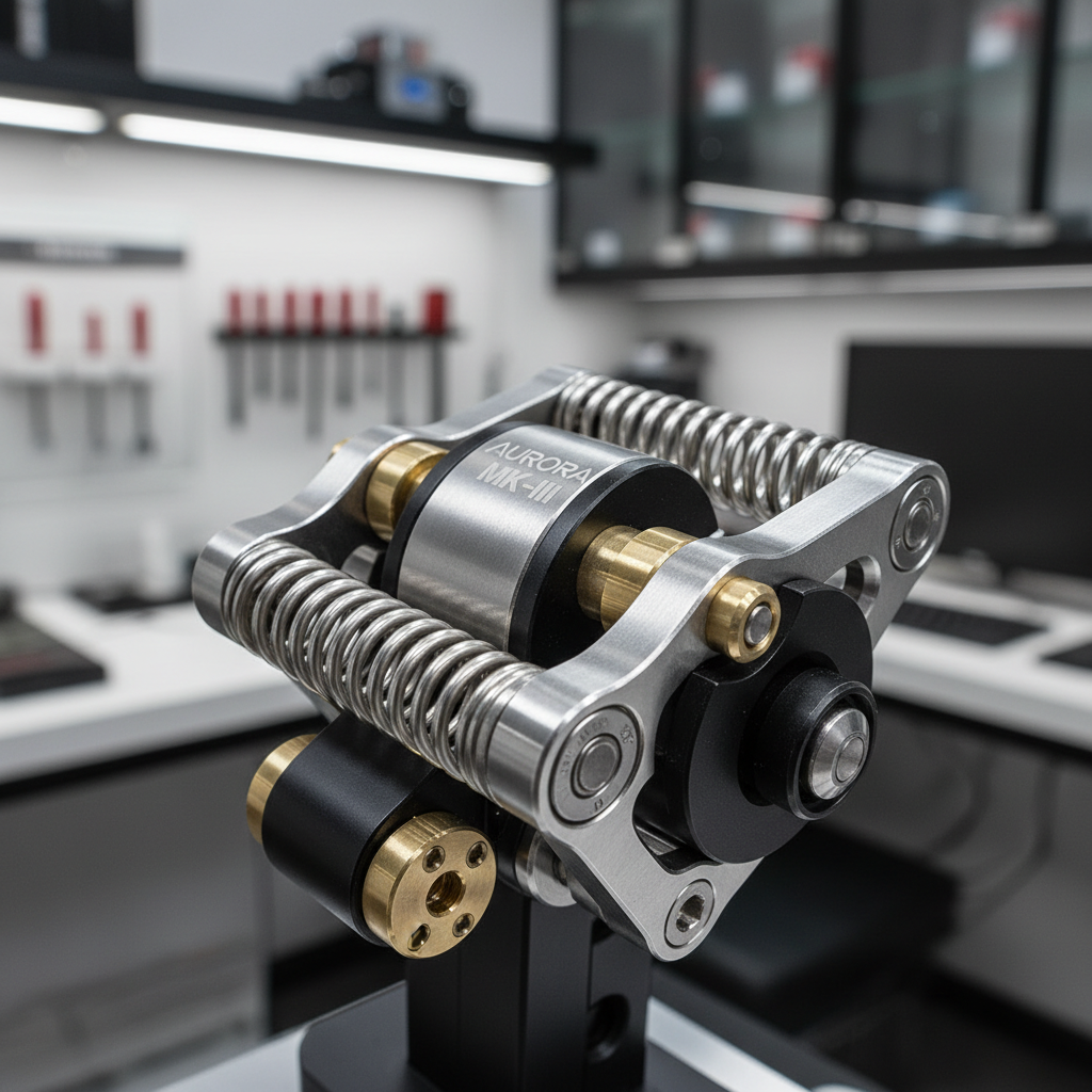 Close-up of joystick gimbal mechanism showing precision bearings and springs