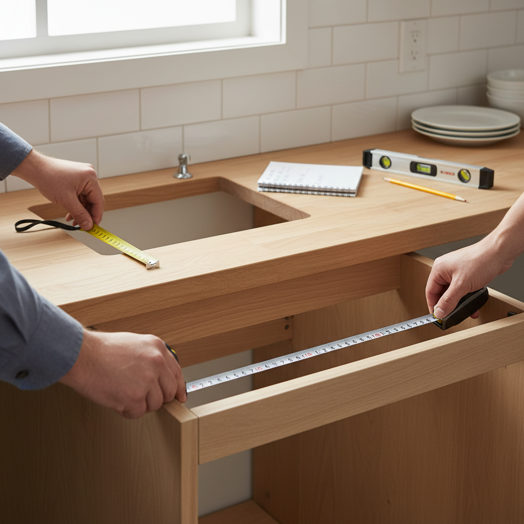 Measuring a small kitchen sink and cabinet clearance