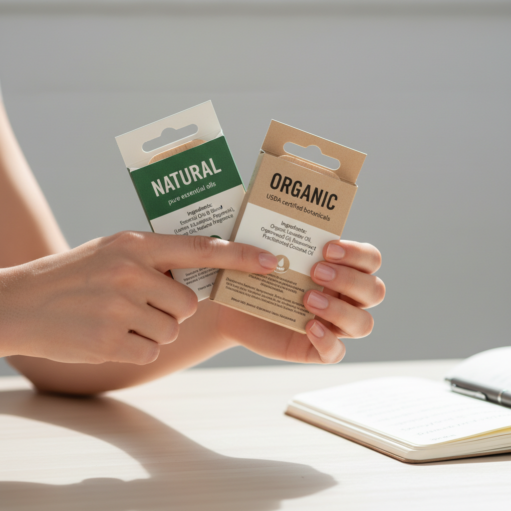 Reading labels on natural and organic car air fresheners