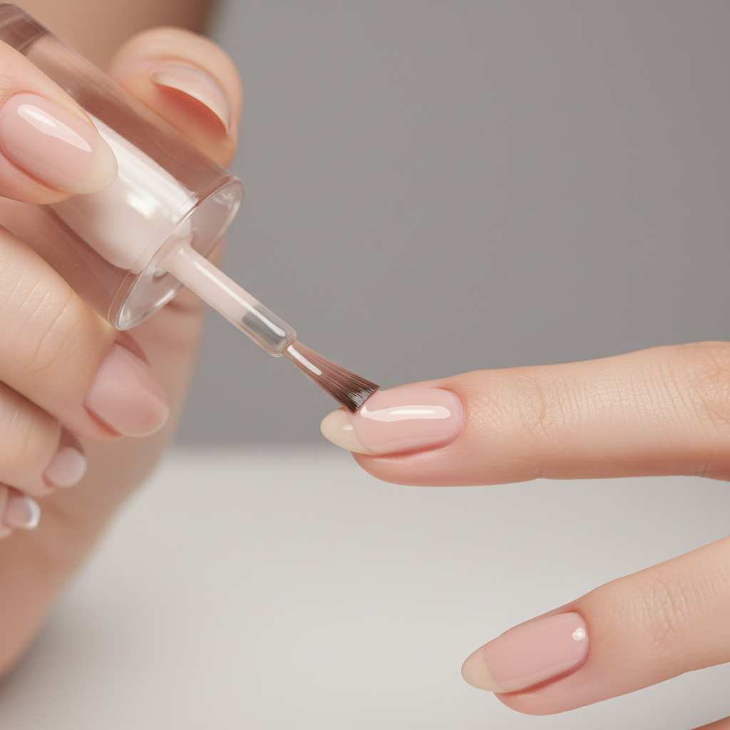 Close-up of applying thin coats of nail polish for long lasting results