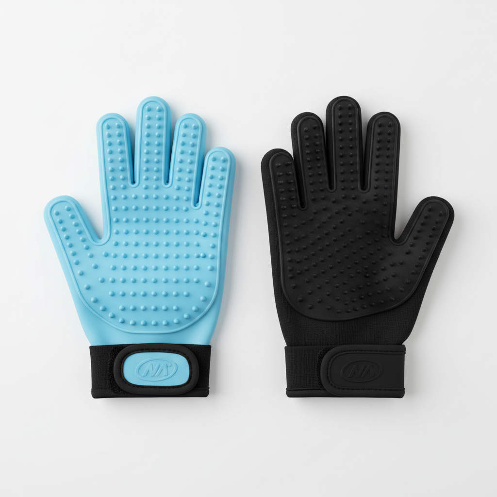 Comparison of silicone nub grooming glove and deshedding strip glove